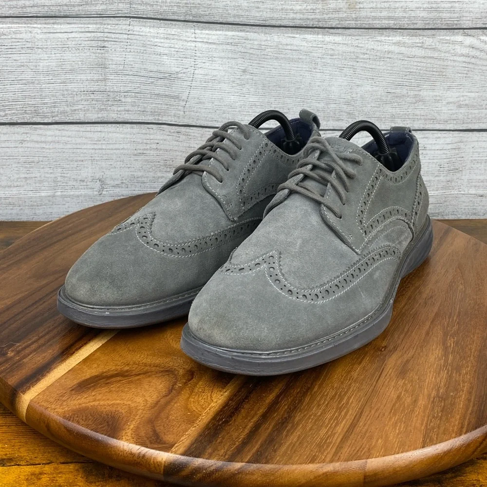 Cole Haan GrandEvolution Gray Suede Wingtip Oxford C35908 Men’s Shoe Size 10.5